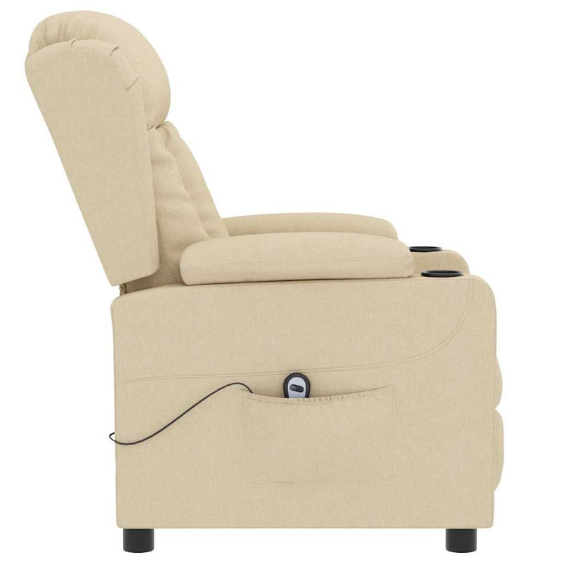 Fotoliu rabatabil electric, crem, material textil