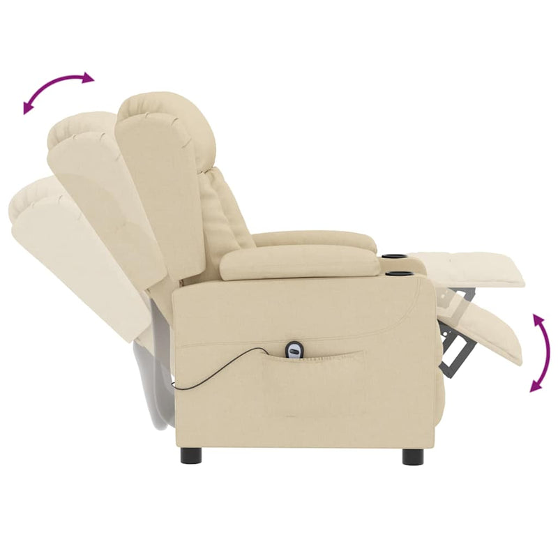 Fotoliu rabatabil electric, crem, material textil
