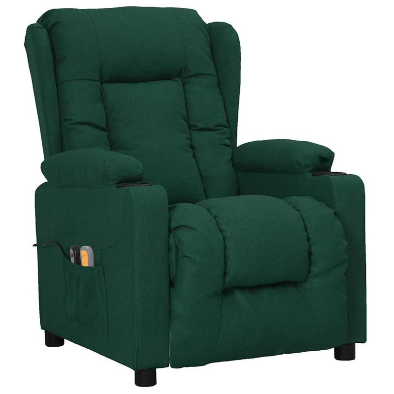 Fotoliu de masaj electric, verde închis, material textil