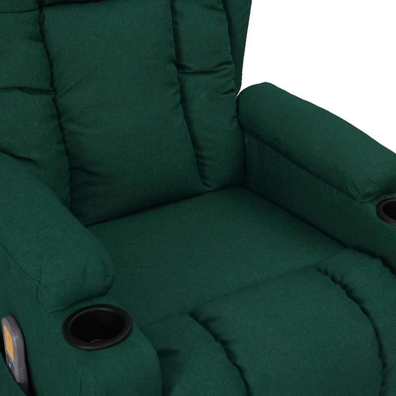 Fotoliu de masaj electric, verde închis, material textil