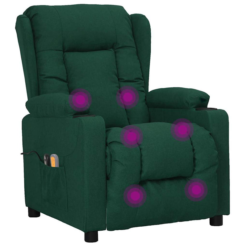 Fotoliu de masaj electric, verde închis, material textil