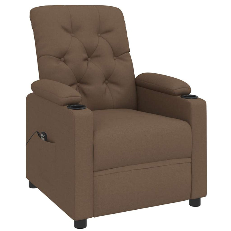 Fotoliu rabatabil electric, maro, material textil