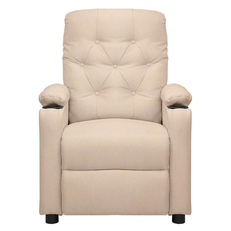 Fotoliu rabatabil electric, crem, material textil