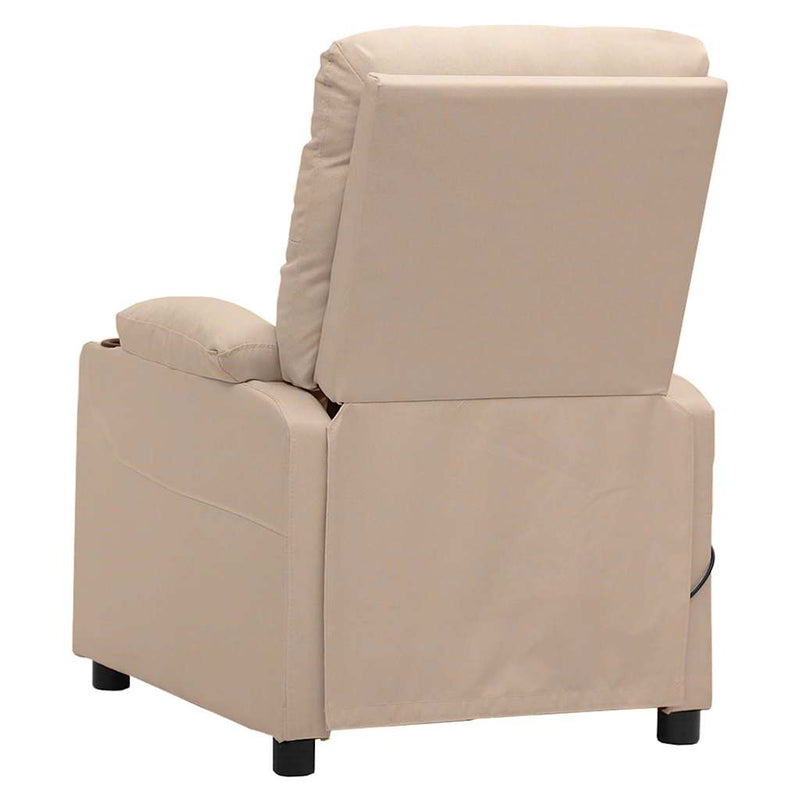 Fotoliu rabatabil electric, crem, material textil