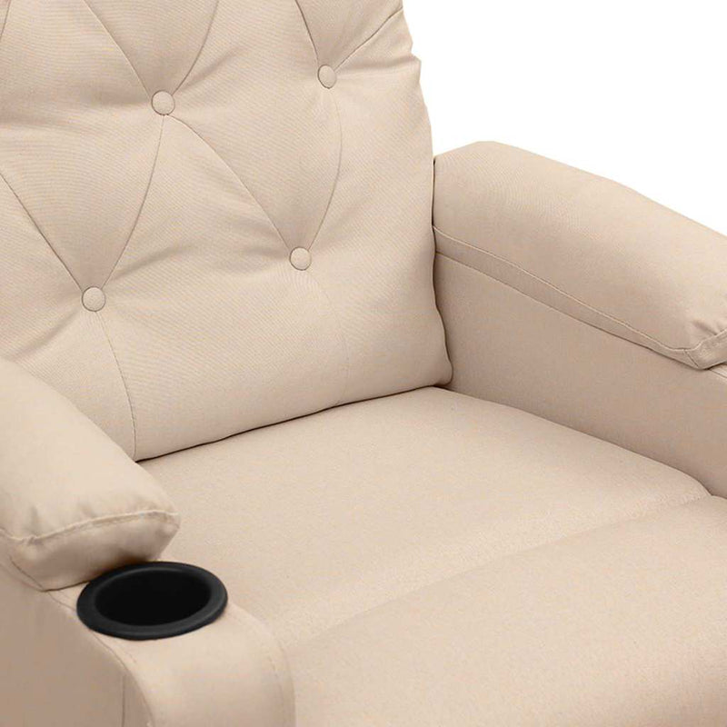 Fotoliu rabatabil electric, crem, material textil