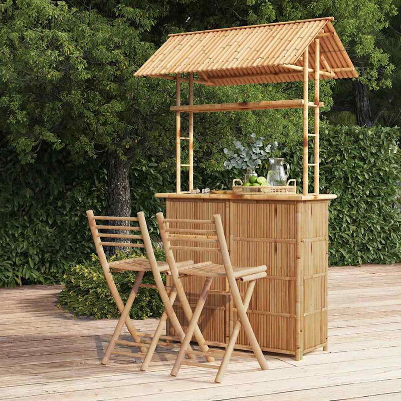 Set mobilier de bar, 3 piese, bambus