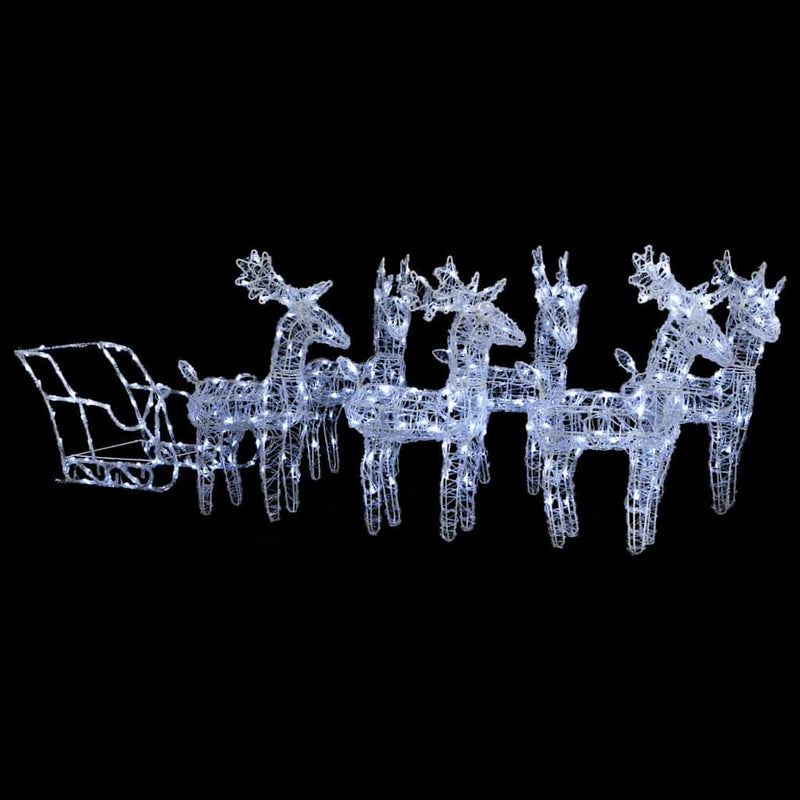 Decorațiune de Crăciun reni și sanie 320 LED-uri acril