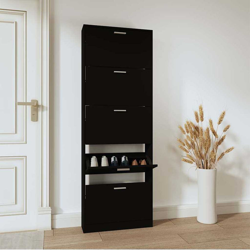 Pantofar, negru, 59x17x169 cm, lemn compozit