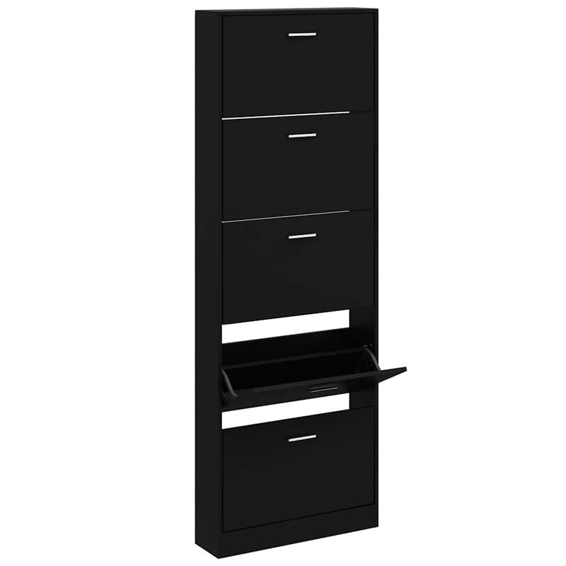 Pantofar, negru, 59x17x169 cm, lemn compozit