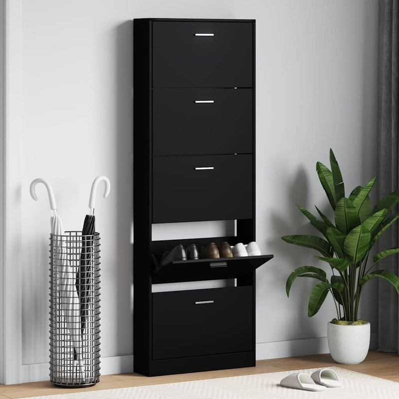 Pantofar, negru, 59x17x169 cm, lemn compozit