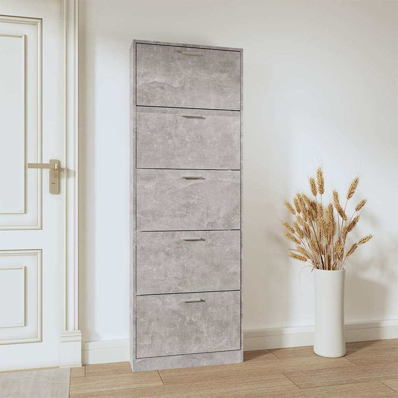 Pantofar, gri beton, 59x17x169 cm, lemn compozit