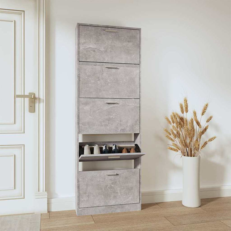 Pantofar, gri beton, 59x17x169 cm, lemn compozit