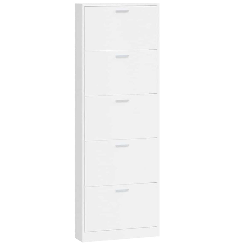 Pantofar, alb extralucios, 59x17x169 cm, lemn compozit