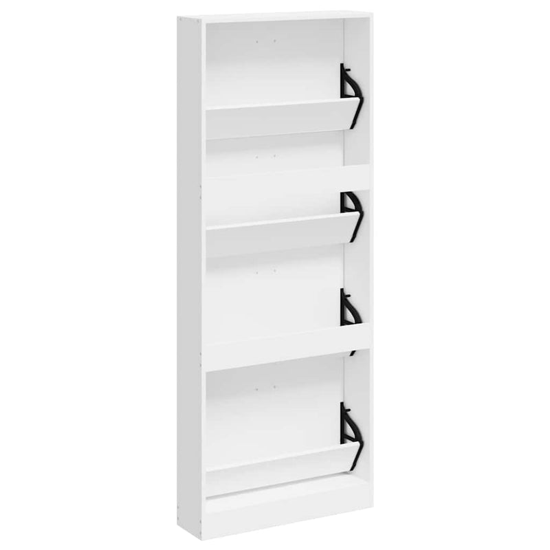 Pantofar, alb extralucios, 59x17x150 cm, lemn compozit