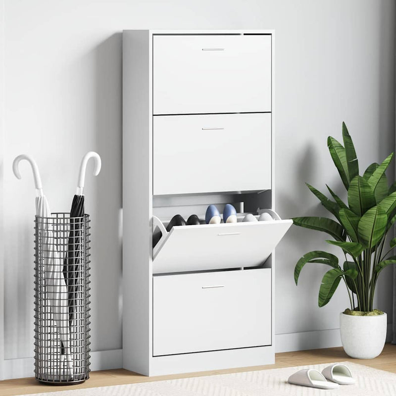 Pantofar, alb, 63x24x147 cm, lemn prelucrat