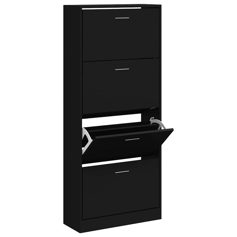 Pantofar, negru, 63x24x147 cm, lemn compozit