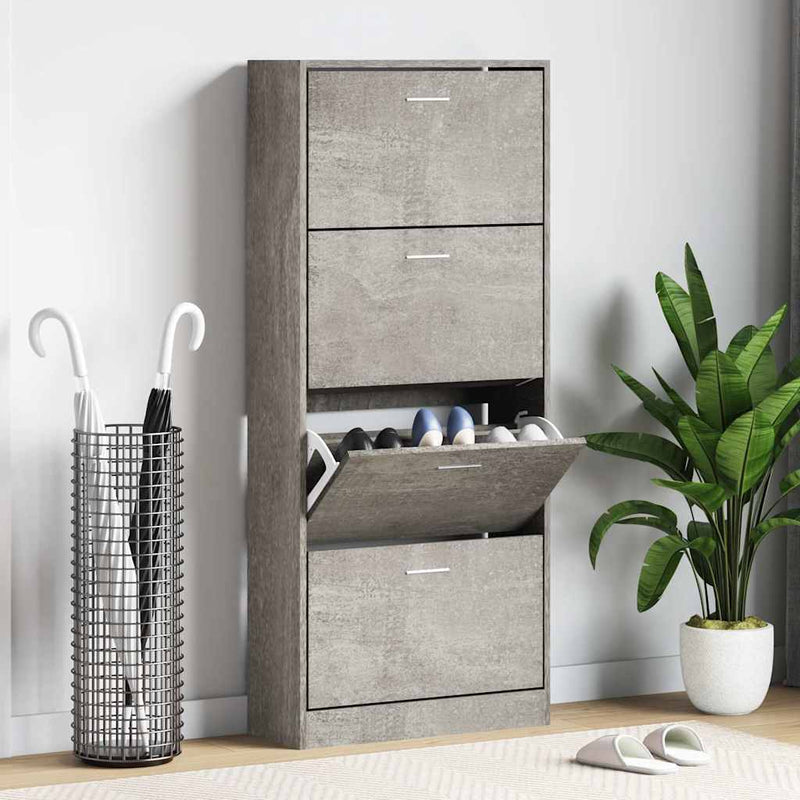 Pantofar, gri beton, 63x24x147 cm, lemn compozit