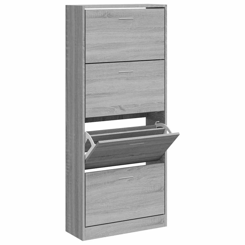 Pantofar, gri sonoma, 63x24x147 cm, lemn prelucrat