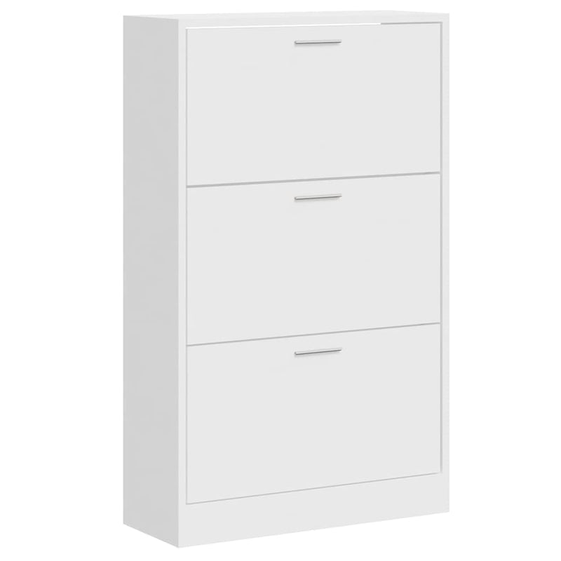 Pantofar, alb extralucios, 63x24x103 cm, lemn compozit