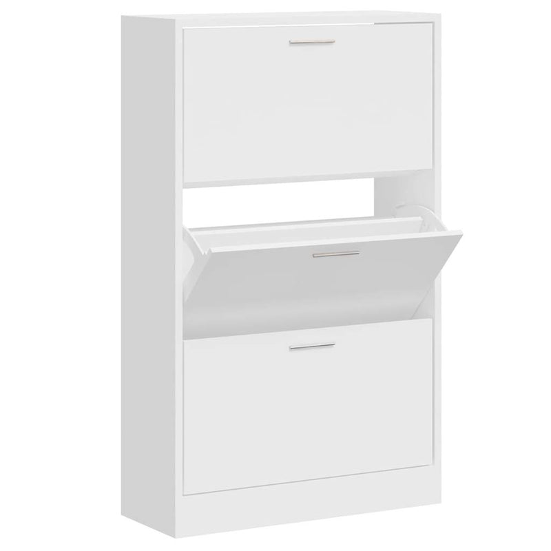 Pantofar, alb extralucios, 63x24x103 cm, lemn compozit