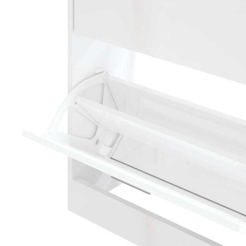 Pantofar, alb extralucios, 63x24x81 cm, lemn compozit