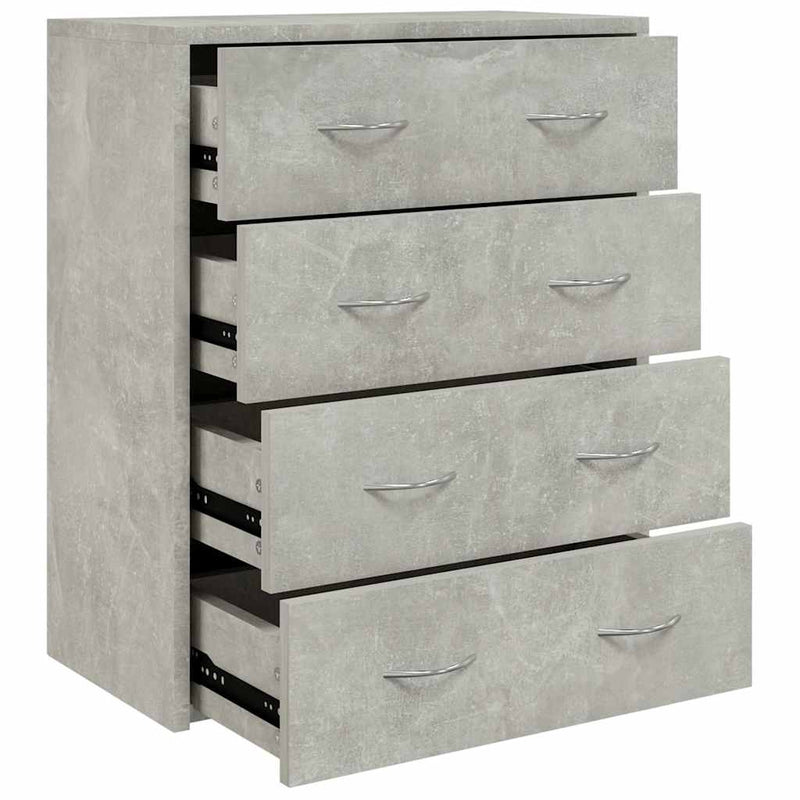 Servantă cu 4 sertare, gri beton, 60x30,5x71 cm