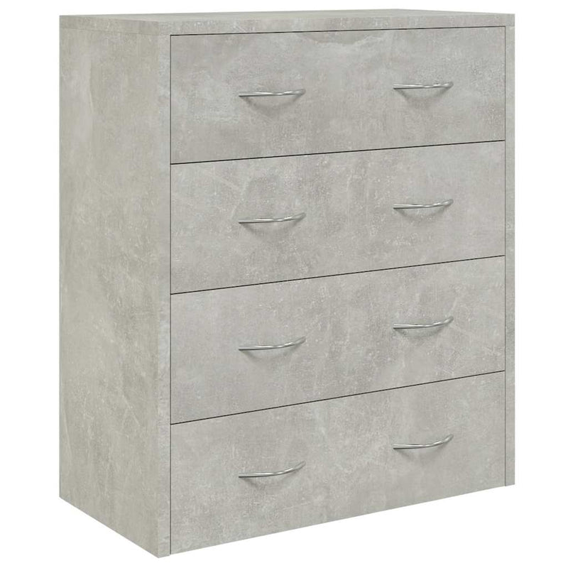 Servantă cu 4 sertare, gri beton, 60x30,5x71 cm