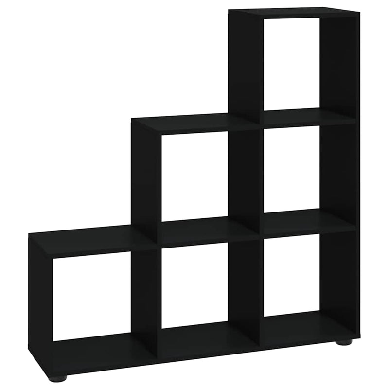Bibliotecă în trepte, negru, 107 cm, lemn compozit