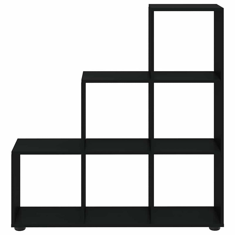 Bibliotecă în trepte, negru, 107 cm, lemn compozit
