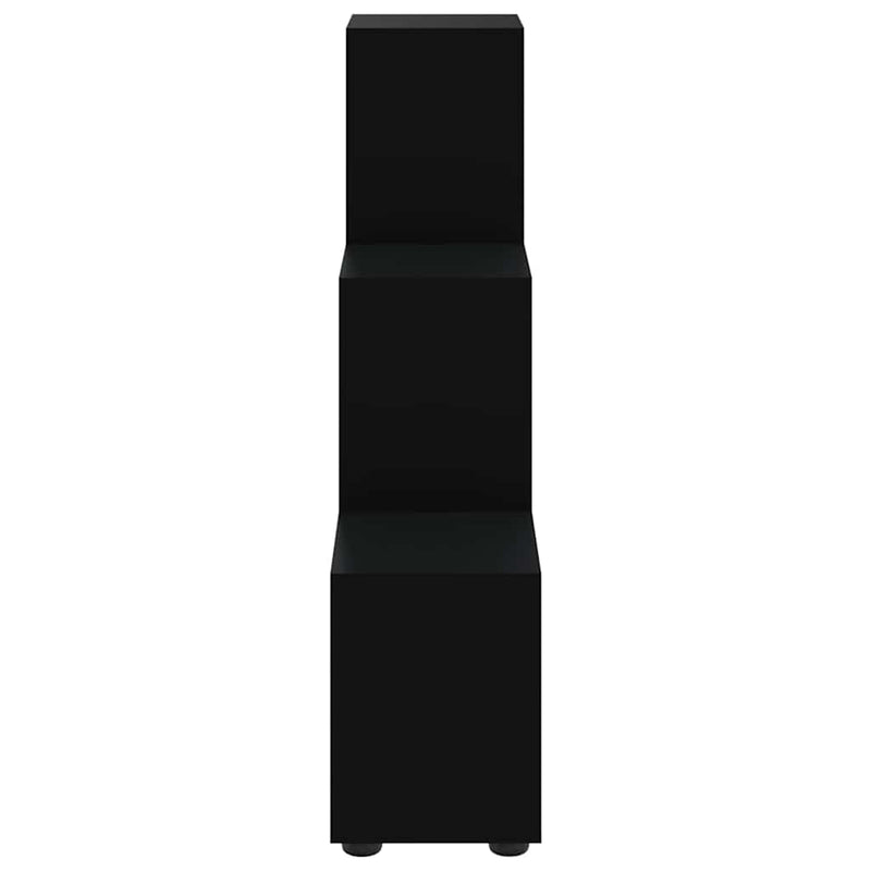 Bibliotecă în trepte, negru, 107 cm, lemn compozit