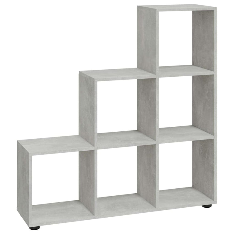 Bibliotecă în trepte, gri beton, 107 cm, lemn compozit