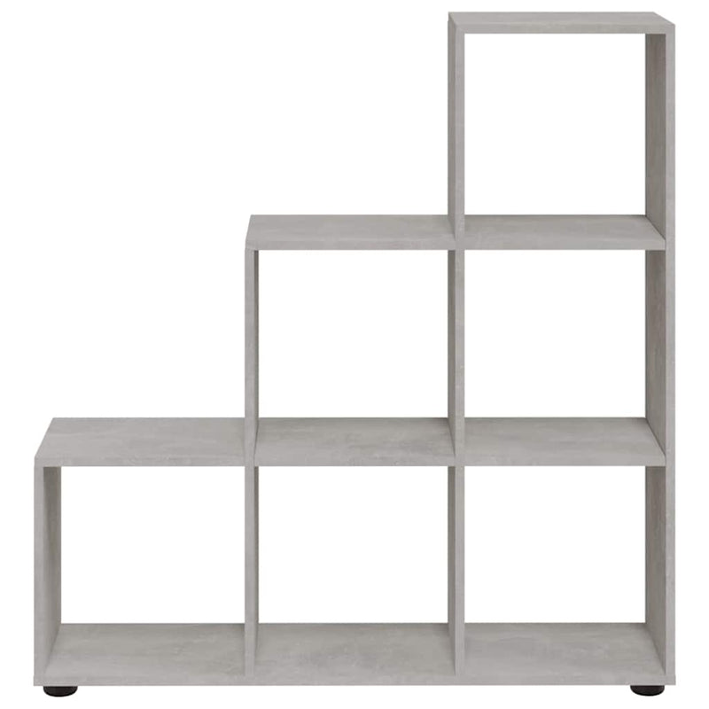 Bibliotecă în trepte, gri beton, 107 cm, lemn compozit