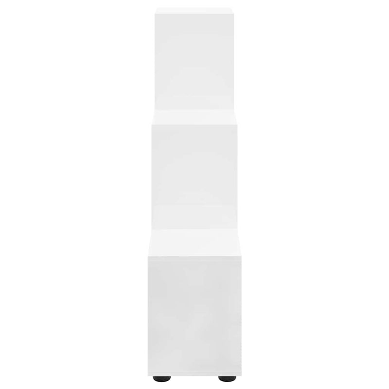 Bibliotecă în trepte, alb extralucios, 107 cm, lemn compozit