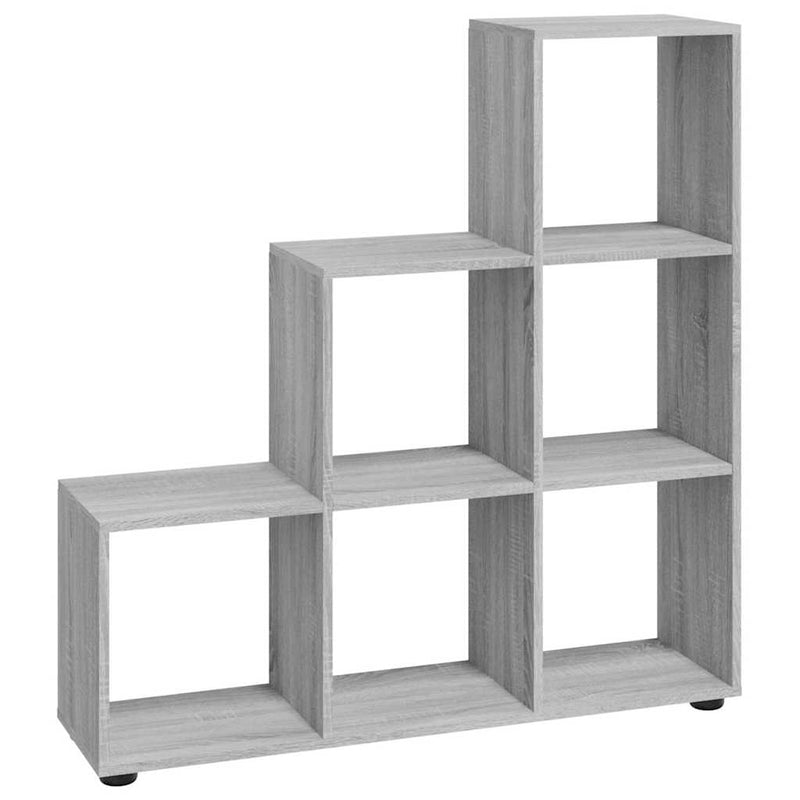 Bibliotecă în trepte, gri sonoma, 107 cm, lemn compozit