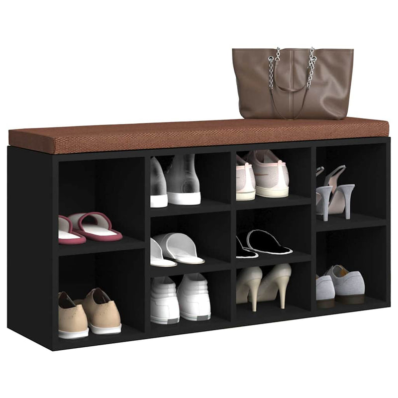 Bancheta pantofar, negru, 103x30x48 cm, lemn prelucrat