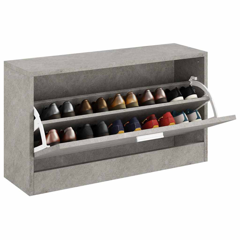 Bancheta pantofar, gri beton, 80x24x45 cm, lemn compozit