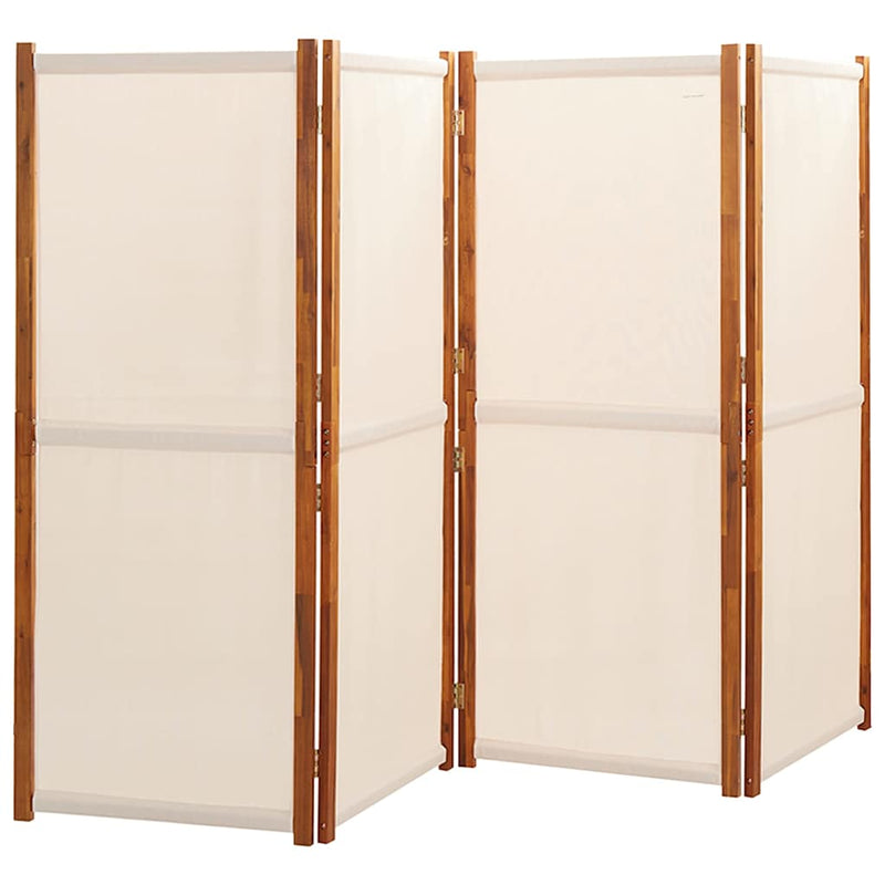 Paravan de cameră cu 4 panouri, alb crem, 280x180 cm
