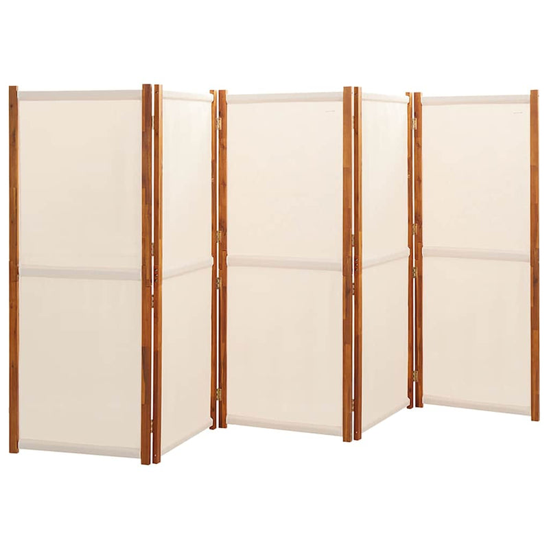 Paravan de cameră cu 5 panouri, alb crem, 350x180 cm