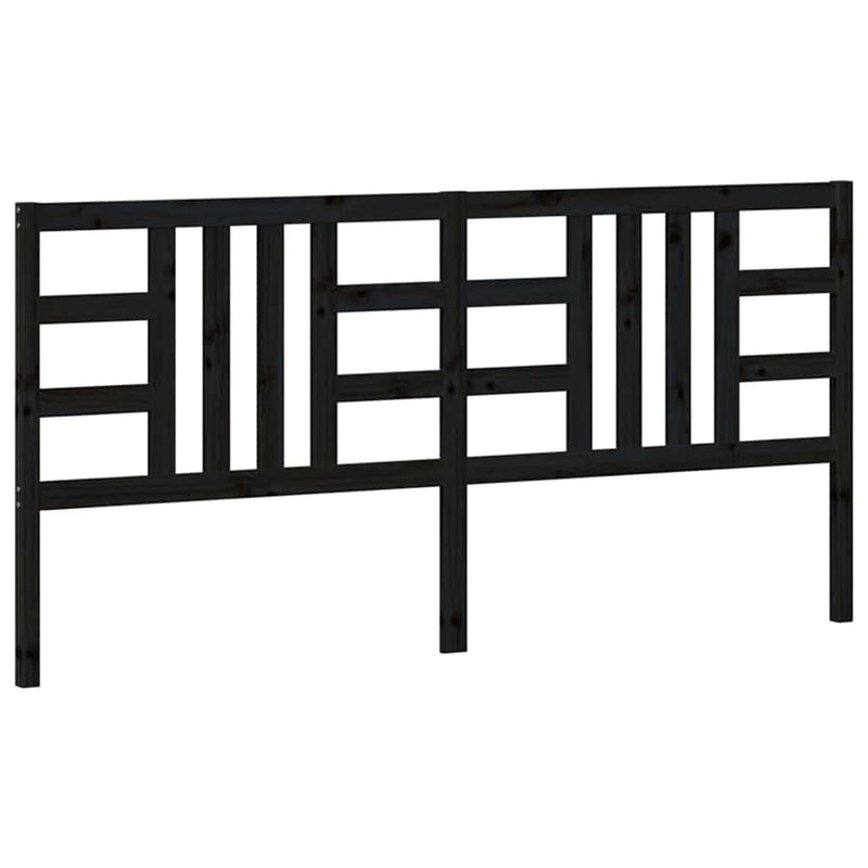 Tăblie de pat, negru, 206x4x100 cm, lemn masiv de pin