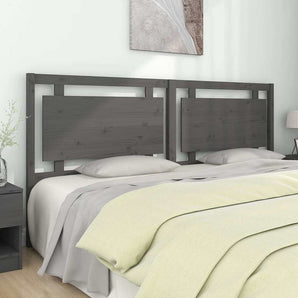 Tăblie de pat, gri, 205,5x4x100 cm, lemn masiv de pin