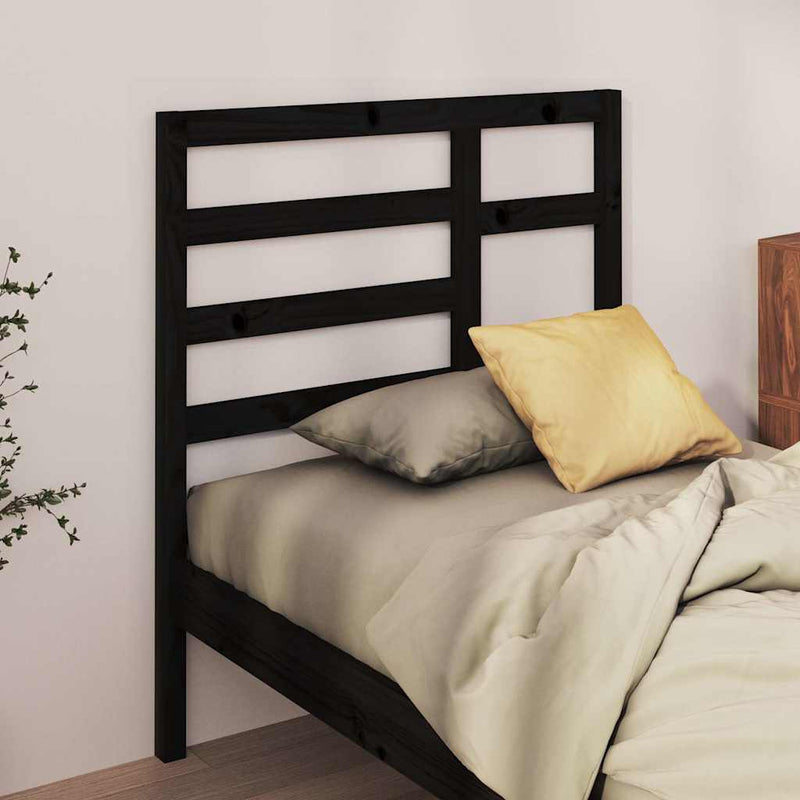 Tăblie de pat, negru, 96x4x104 cm, lemn masiv de pin