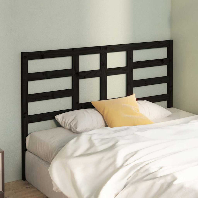 Tăblie de pat, negru, 156x4x104 cm, lemn masiv de pin