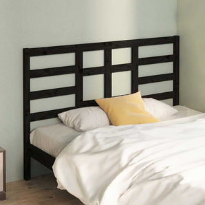 Tăblie de pat, negru, 156x4x104 cm, lemn masiv de pin