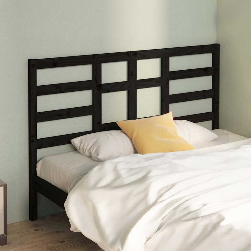 Tăblie de pat, negru, 156x4x104 cm, lemn masiv de pin