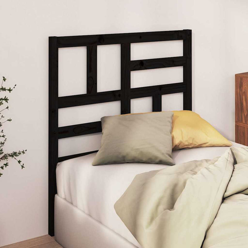 Tăblie de pat, negru, 81x4x104 cm, lemn masiv de pin