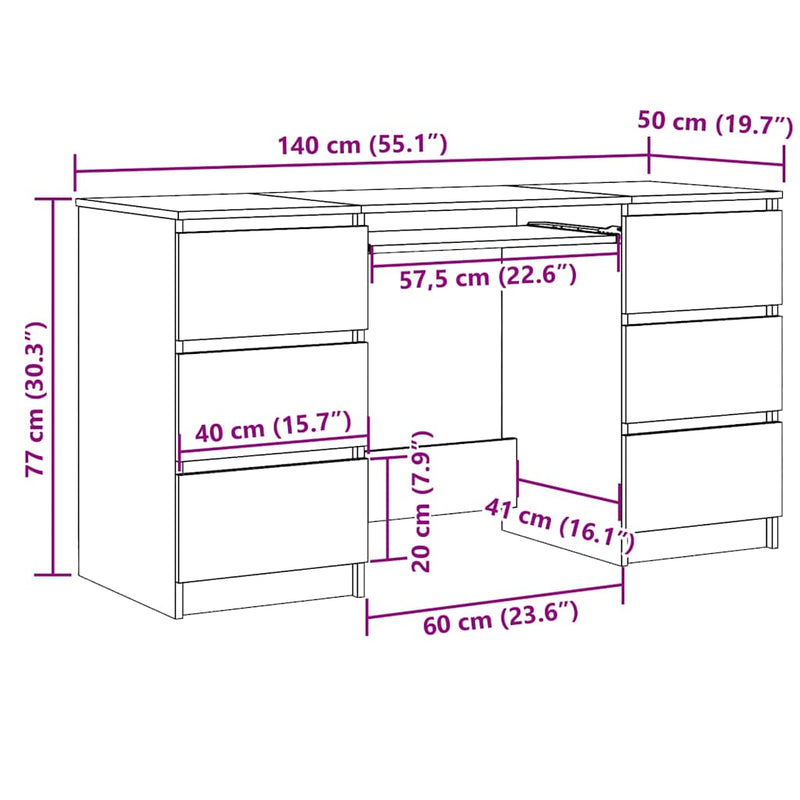 Birou, gri sonoma, 140x50x77 cm, lemn prelucrat