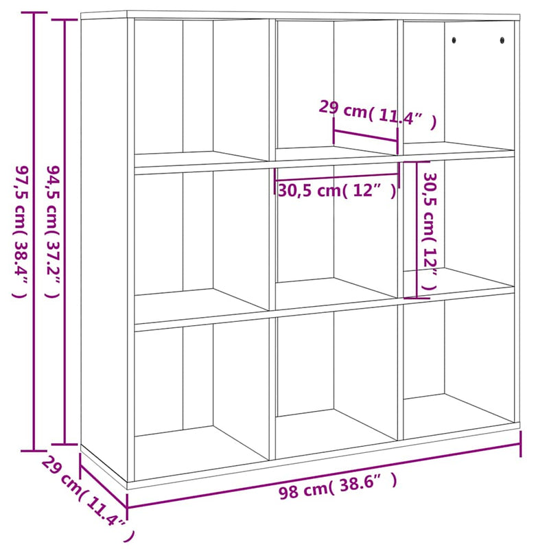 Bibliotecă, gri sonoma, 98x29x97,5 cm