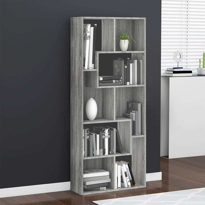 Bibliotecă, gri sonoma, 67x24x161 cm, lemn prelucrat