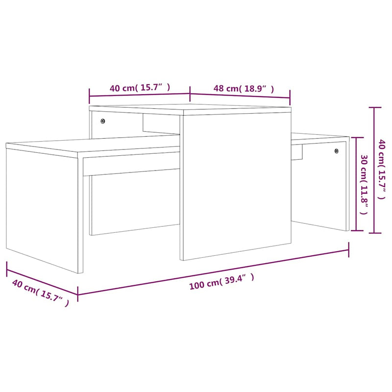 Set măsuțe de cafea, stejar maro, 100x48x40 cm, lemn prelucrat