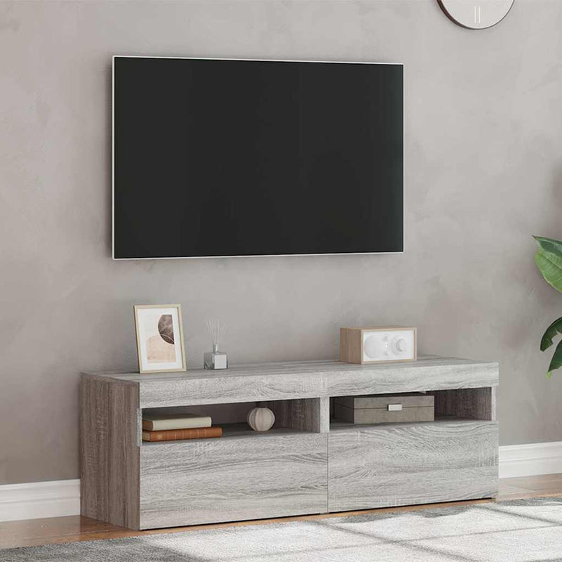 Comode TV cu lumini LED, 2 buc., gri sonoma, 60x35x40 cm